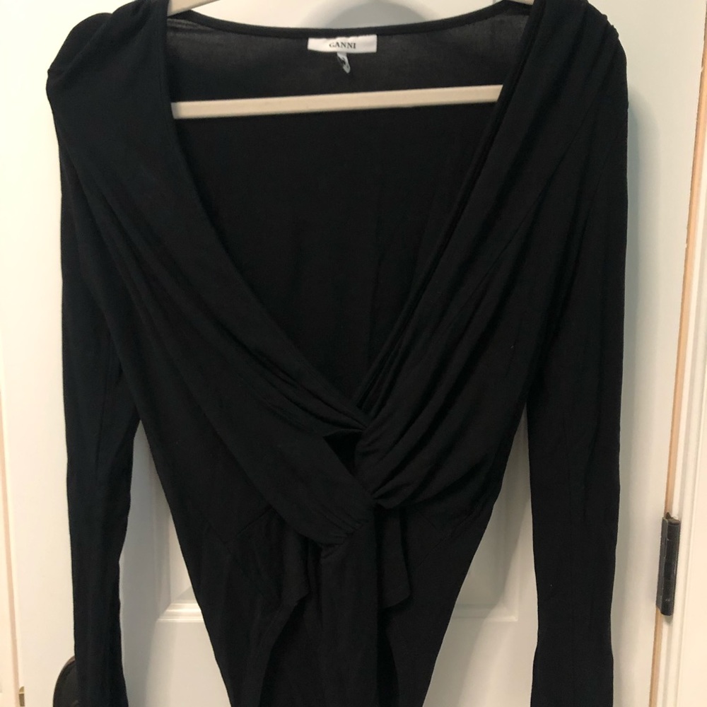 Black deep-v body suit